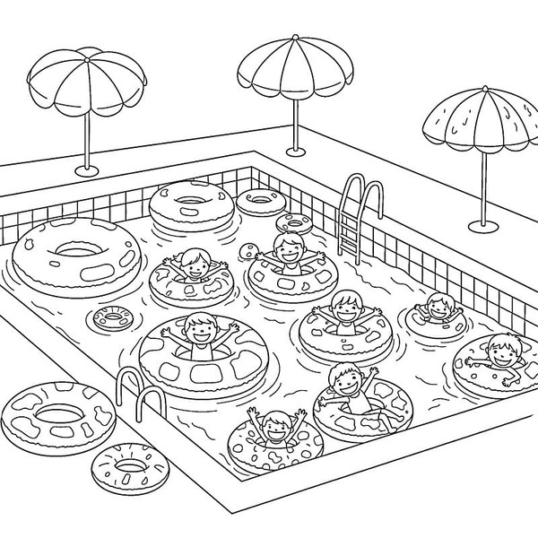 Tekenen Zwembad gratis voor kinderen