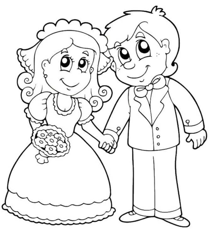 Tekening Trouwen gratis afdrukbaar basis