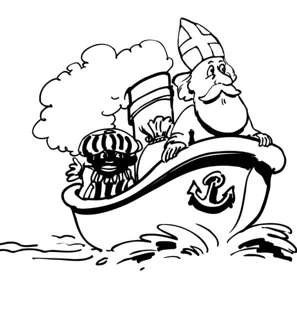 Afbeelding Stoomboot Sinterklaas afdrukbaar