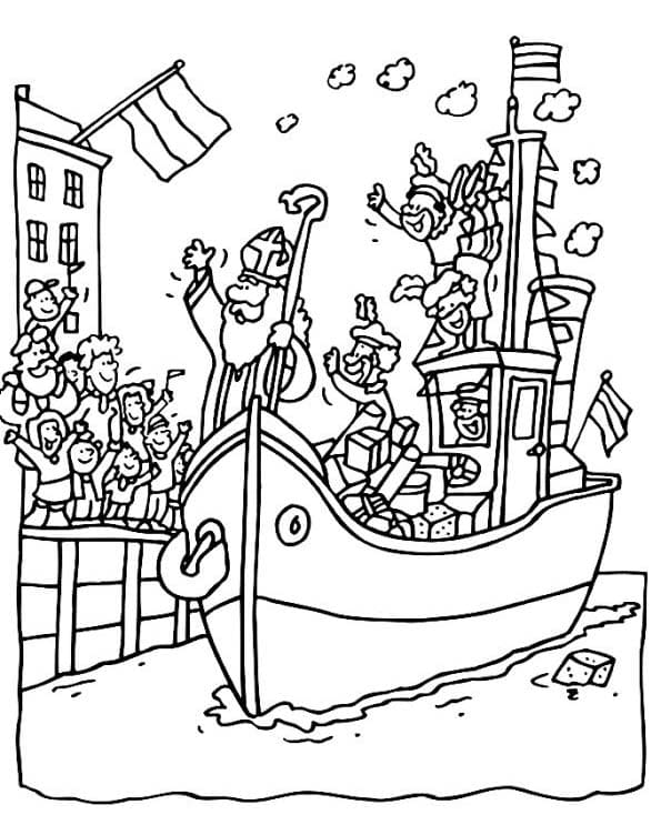Afbeelding Stoomboot Sinterklaas gratis afdrukbaar