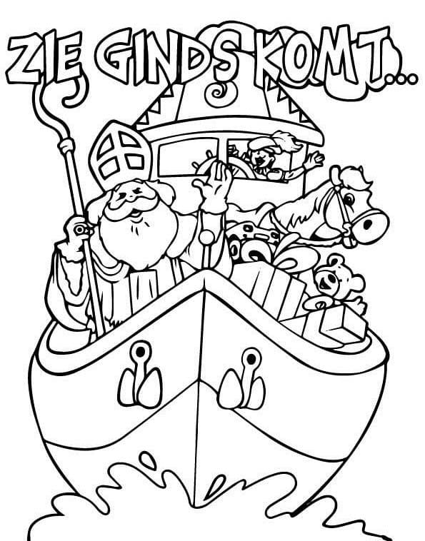 Afbeelding Stoomboot Sinterklaas printbaar