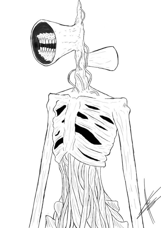 Siren Head gratis afdrukbaar simpel