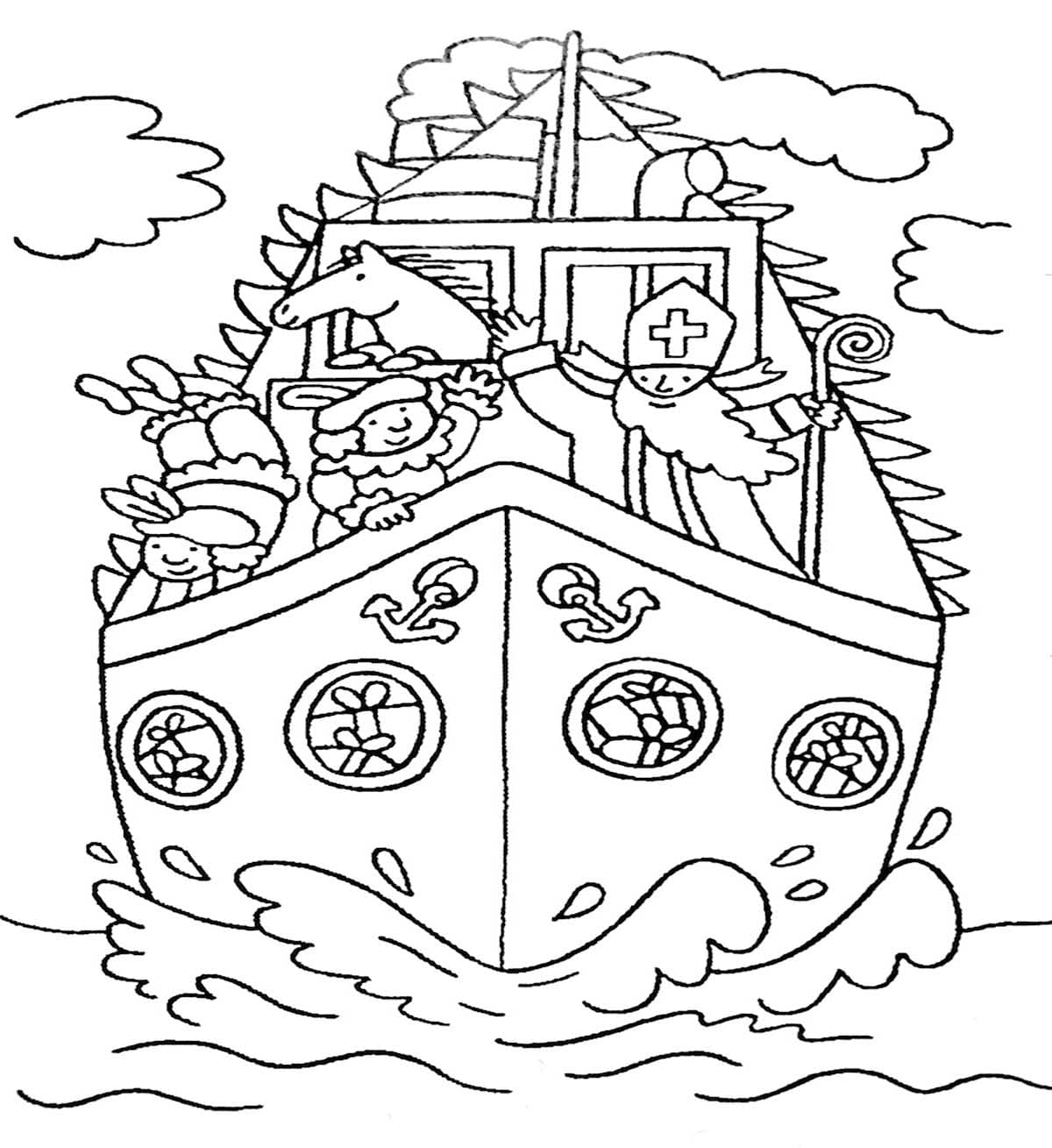 Stoomboot Sinterklaas afdrukbaar eenvoudig