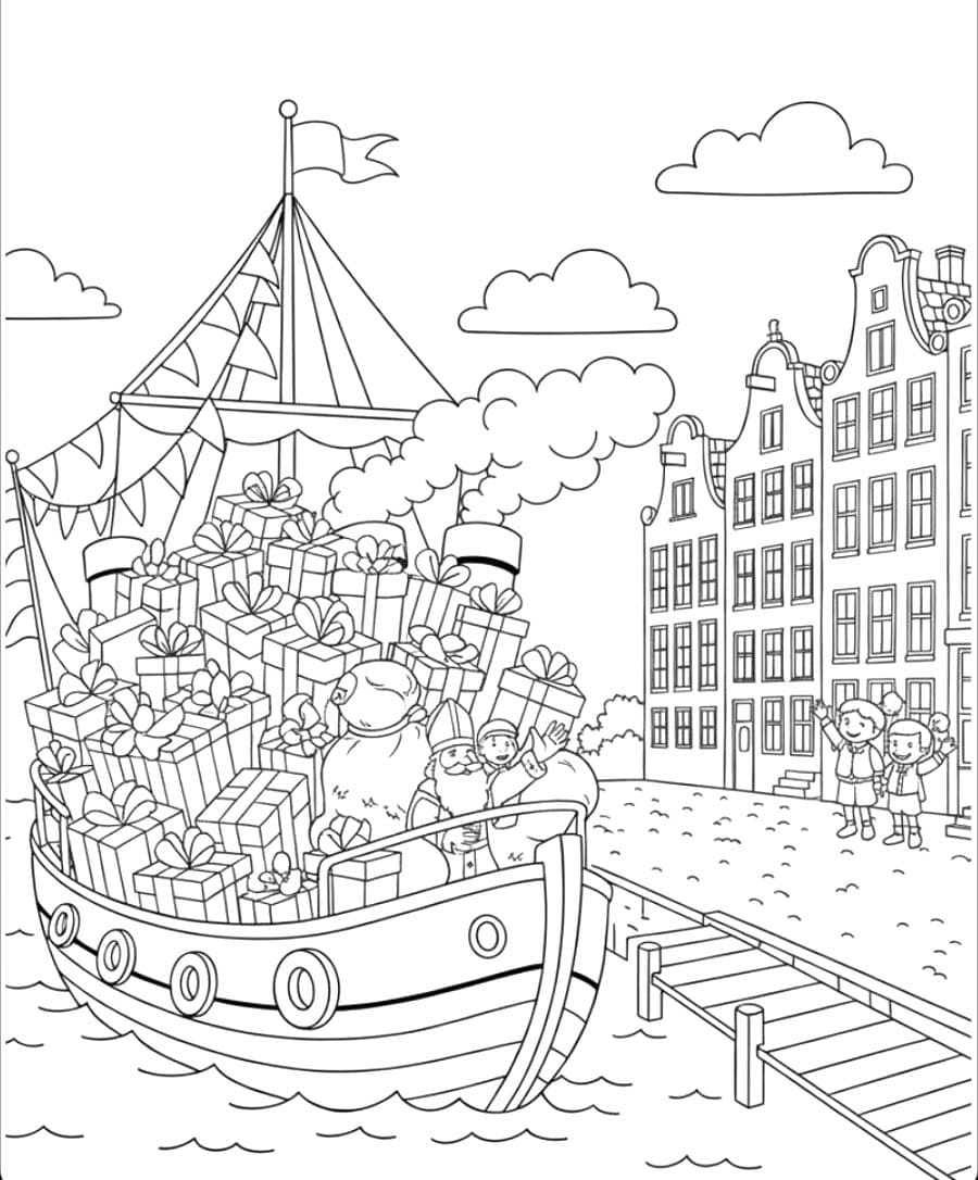 Stoomboot Sinterklaas afdrukbaar voor kinderen