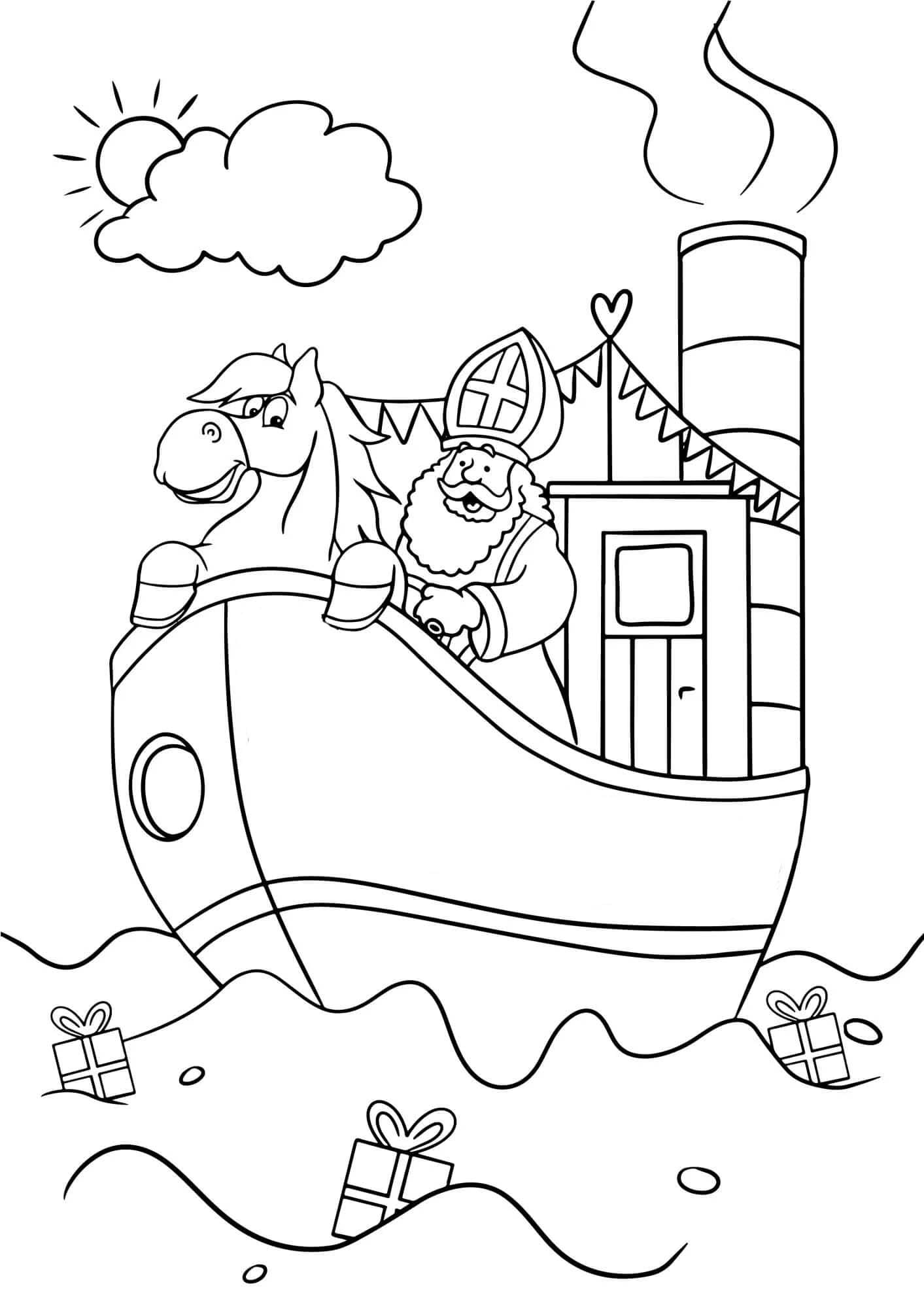 Stoomboot Sinterklaas gratis afdrukbaar basis