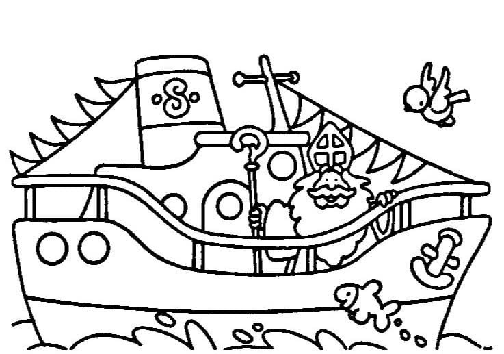 Stoomboot Sinterklaas gratis afdrukbaar eenvoudig