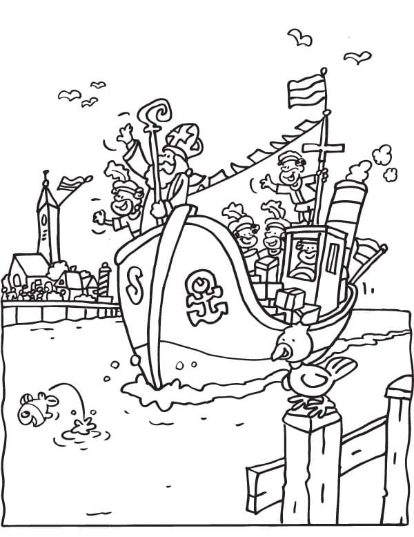 Stoomboot Sinterklaas gratis afdrukbaar