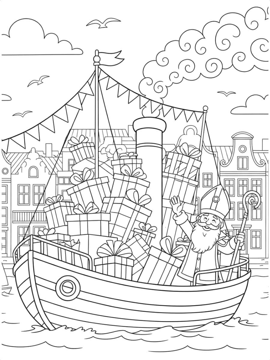 Stoomboot Sinterklaas gratis afdrukbaar voor kinderen