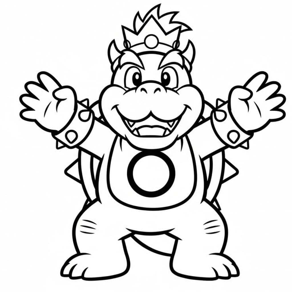 Tekenen Bowser afdrukbaar simpel