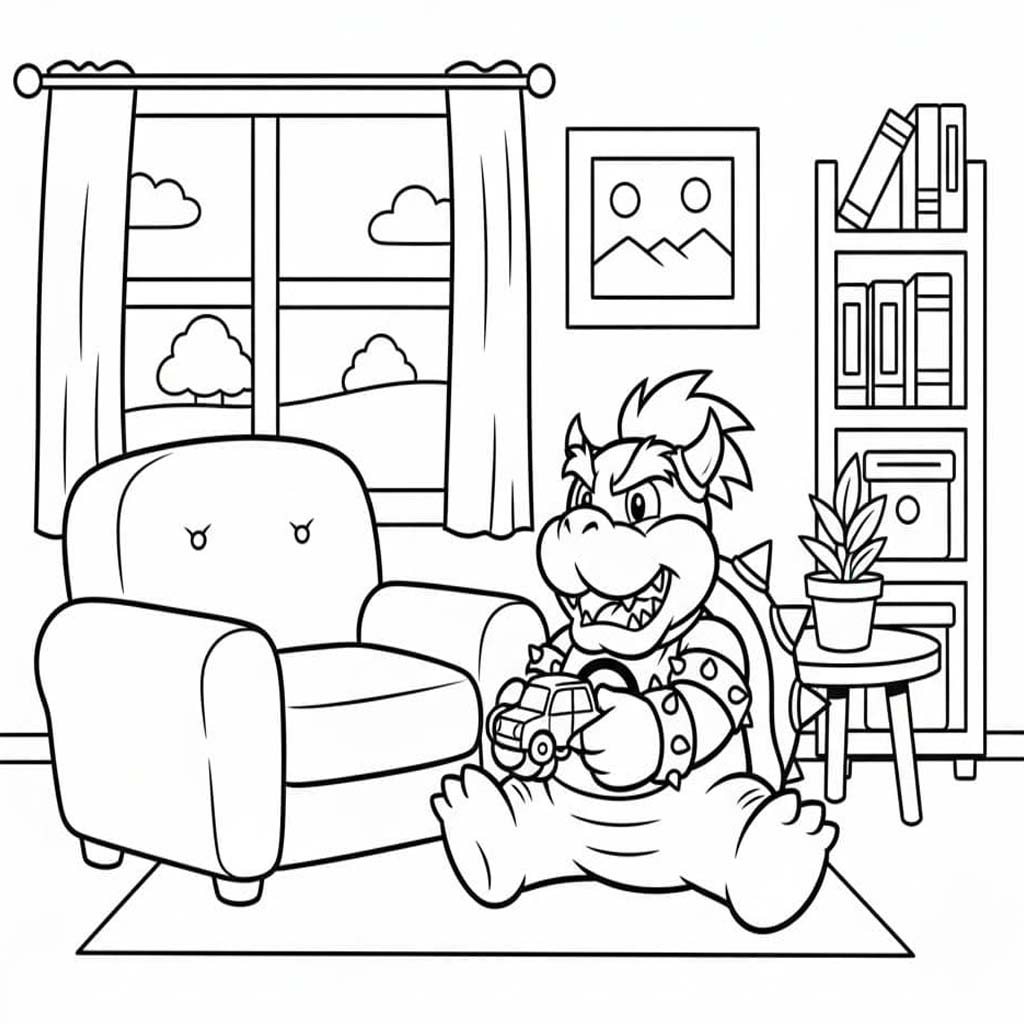 Tekenen Bowser afdrukbaar voor kinderen