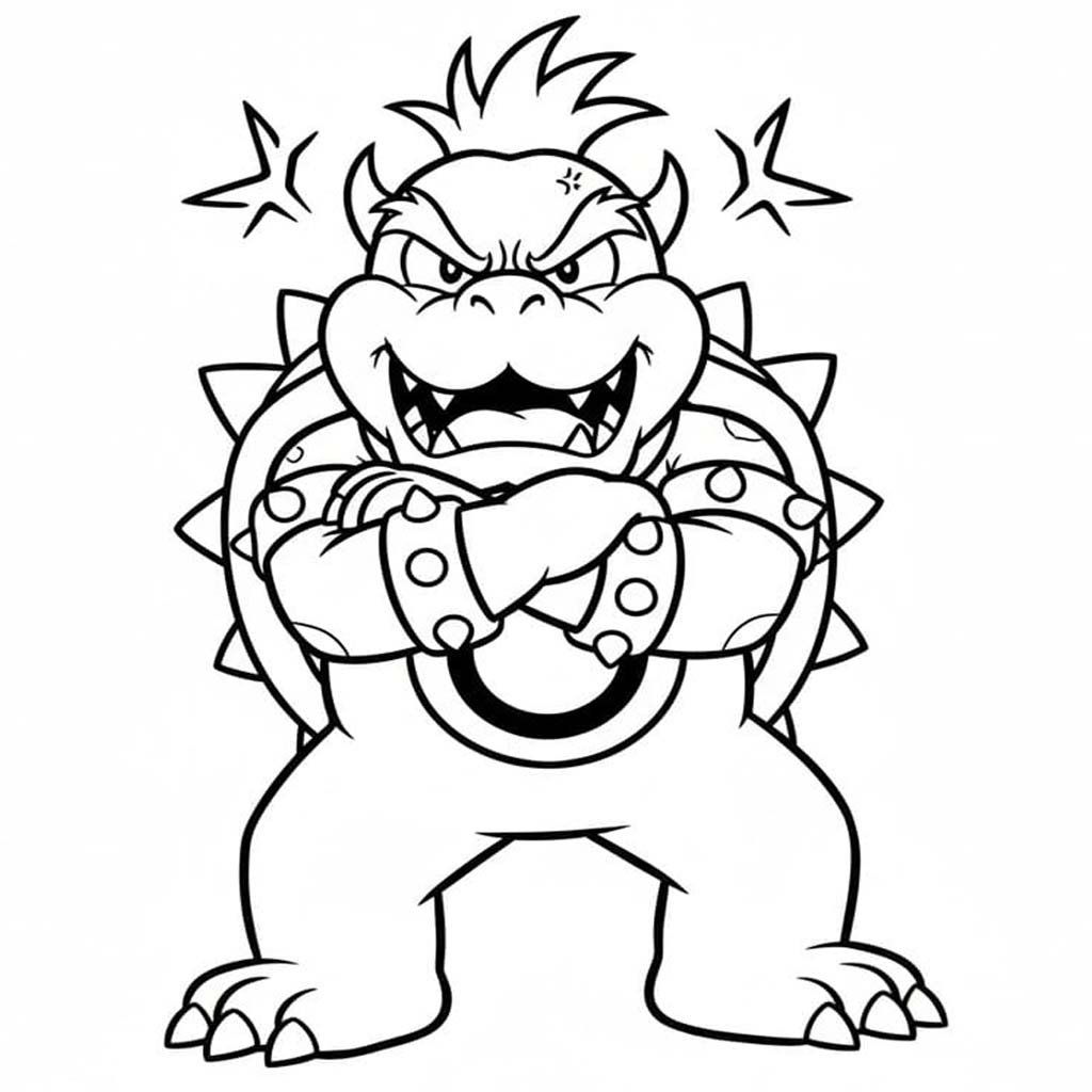 Tekenen Bowser gratis afdrukbaar basis