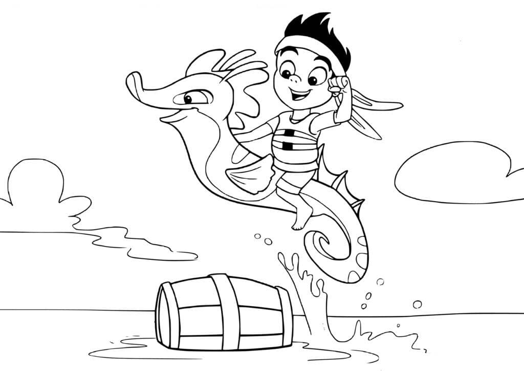 Tekenen Jake en de Nooitgedachtland Piraten afdrukbaar eenvoudig