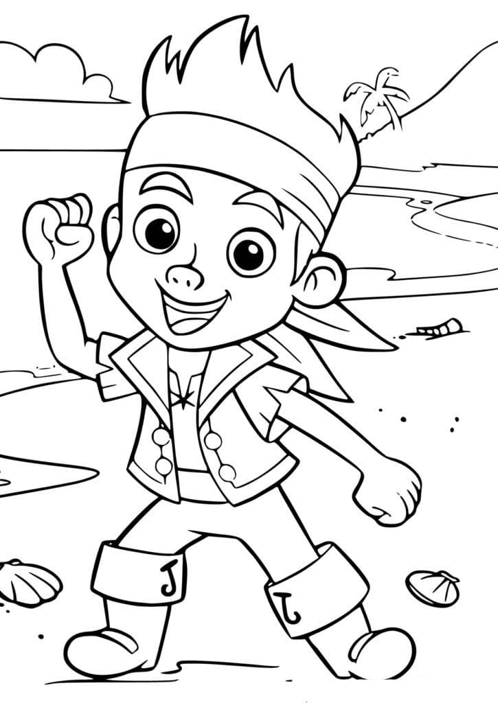 Tekenen Jake en de Nooitgedachtland Piraten gratis afdrukbaar simpel