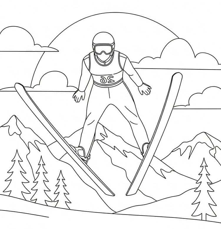 Tekenen Olympische Winterspelen afdrukbaar eenvoudig