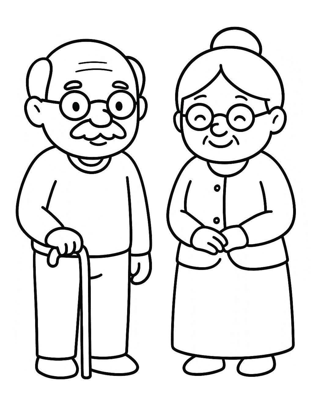 Tekenen Opa En Oma gratis afdrukbaar simpel