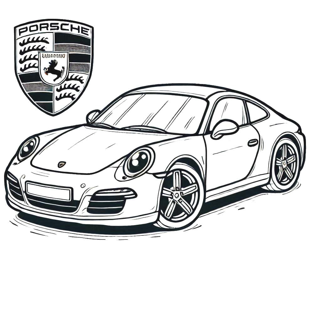 Tekenen Porsche afdrukbaar simpel
