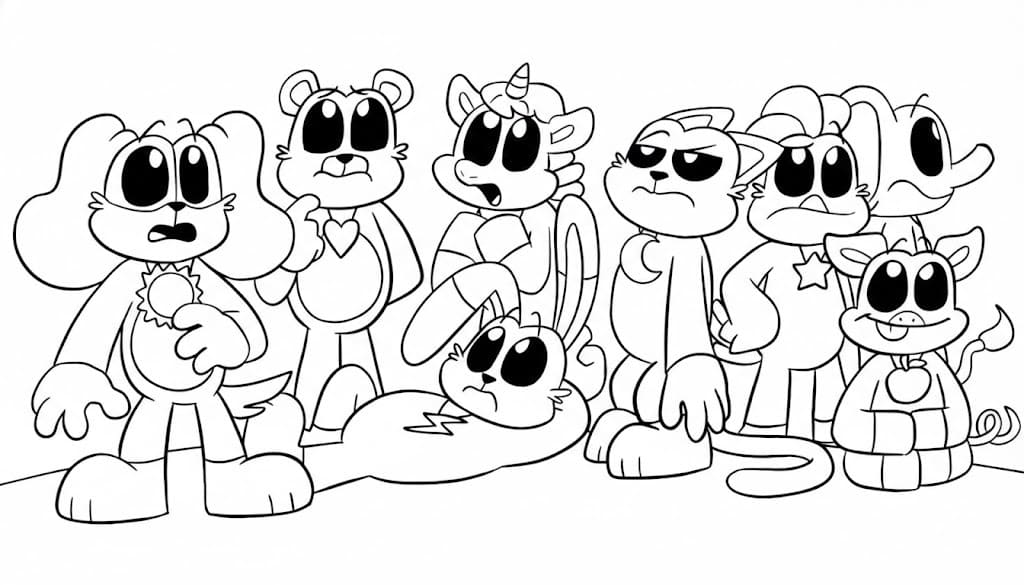 Tekenen Smiling Critters afdrukbaar simpel