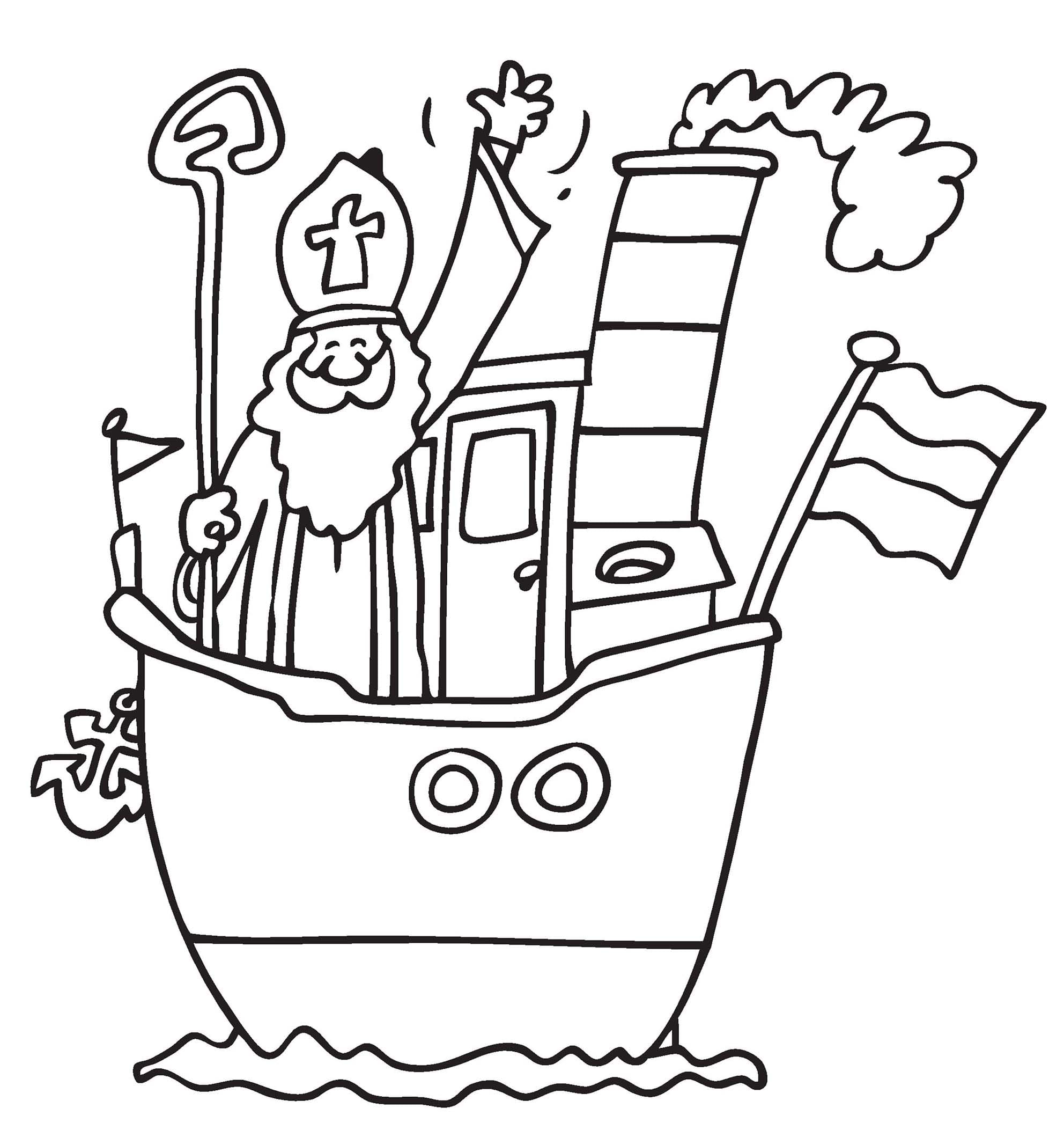 Tekenen Stoomboot Sinterklaas basis