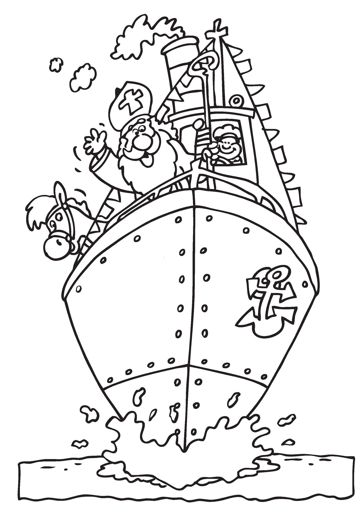 Tekenen Stoomboot Sinterklaas eenvoudig