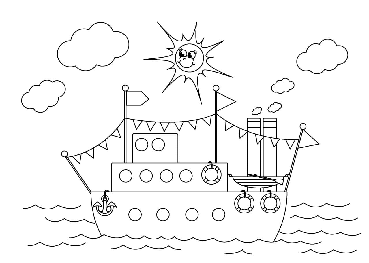 Tekenen Stoomboot Sinterklaas gratis afdrukbaar basis