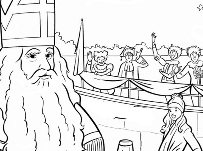 Tekenen Stoomboot Sinterklaas gratis afdrukbaar eenvoudig