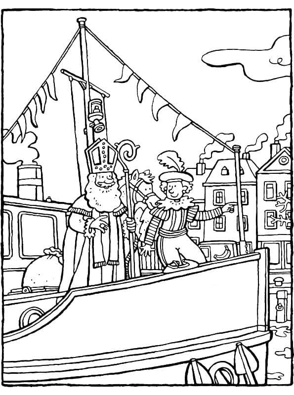 Tekenen Stoomboot Sinterklaas gratis eenvoudig