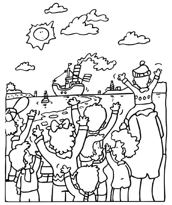 Tekenen Stoomboot Sinterklaas gratis