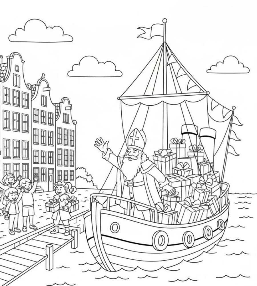 Tekenen Stoomboot Sinterklaas simpel