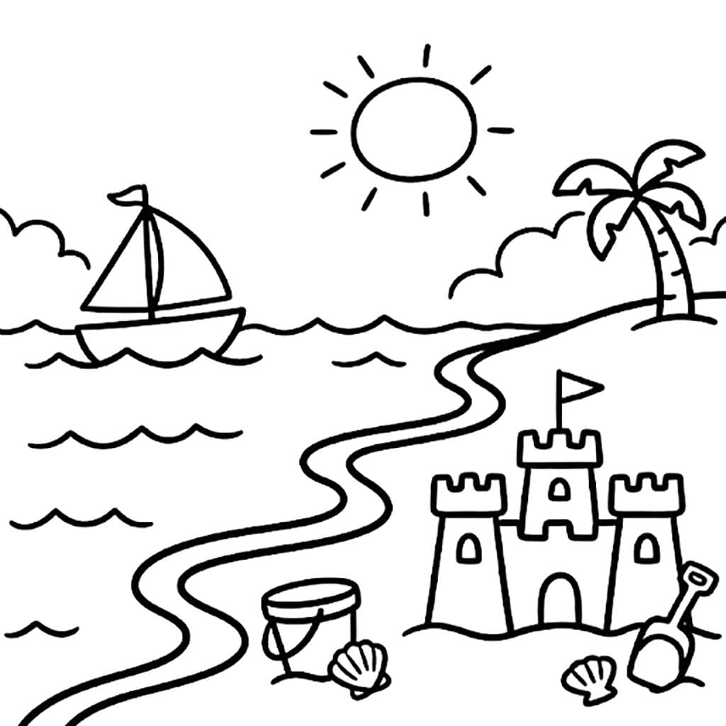 Tekenen Strand afdrukbaar