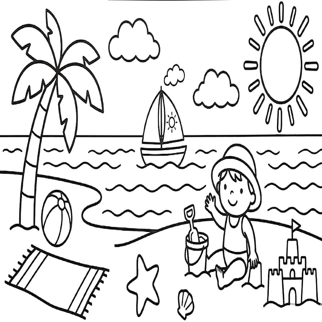 Tekenen Strand gratis afdrukbaar