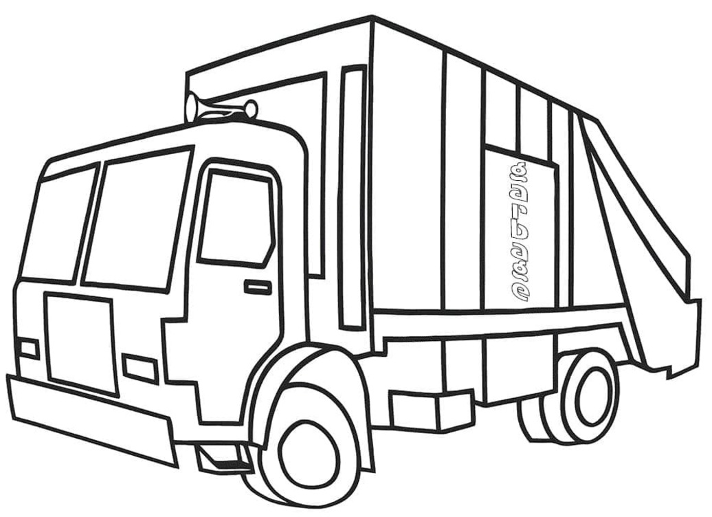 Tekenen Vuilniswagen afdrukbaar eenvoudig