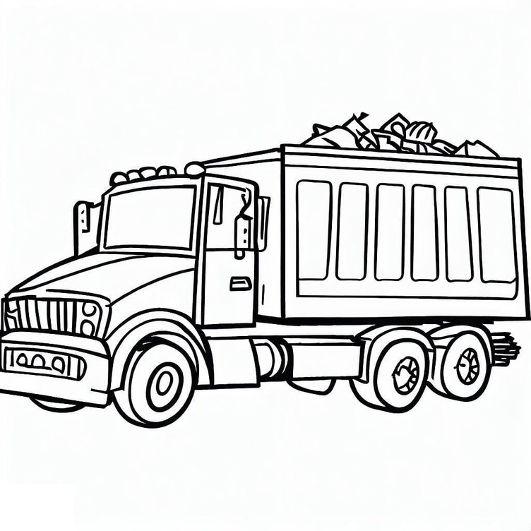 Tekenen Vuilniswagen afdrukbaar simpel