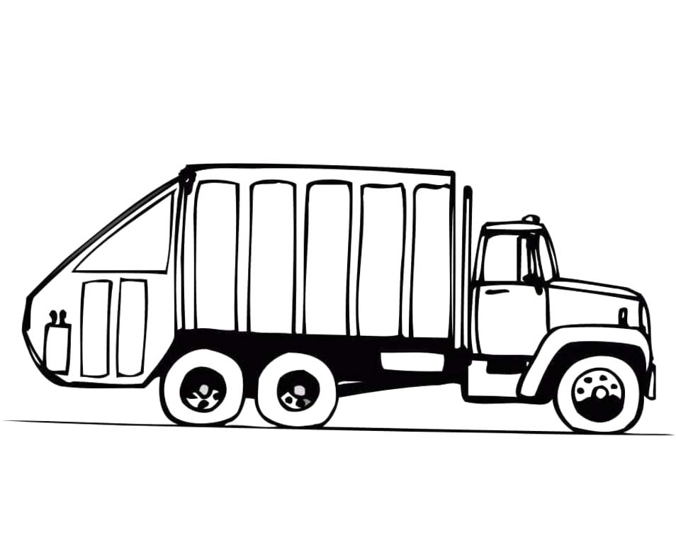 Tekenen Vuilniswagen afdrukbaar voor kinderen