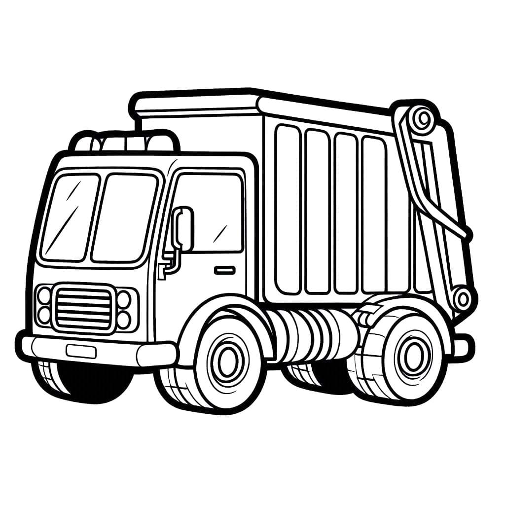 Tekenen Vuilniswagen gratis afdrukbaar eenvoudig