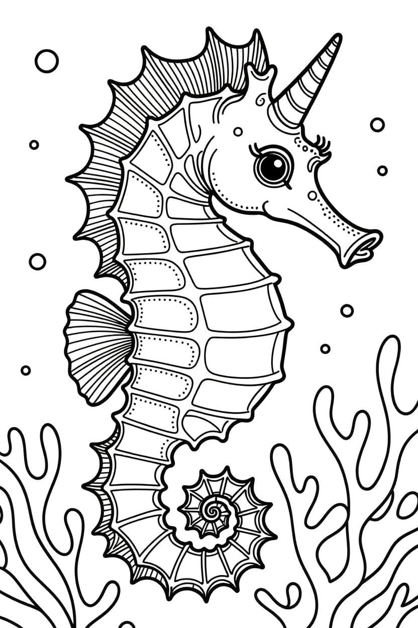 Tekenen Zeepaardjes afdrukbaar simpel