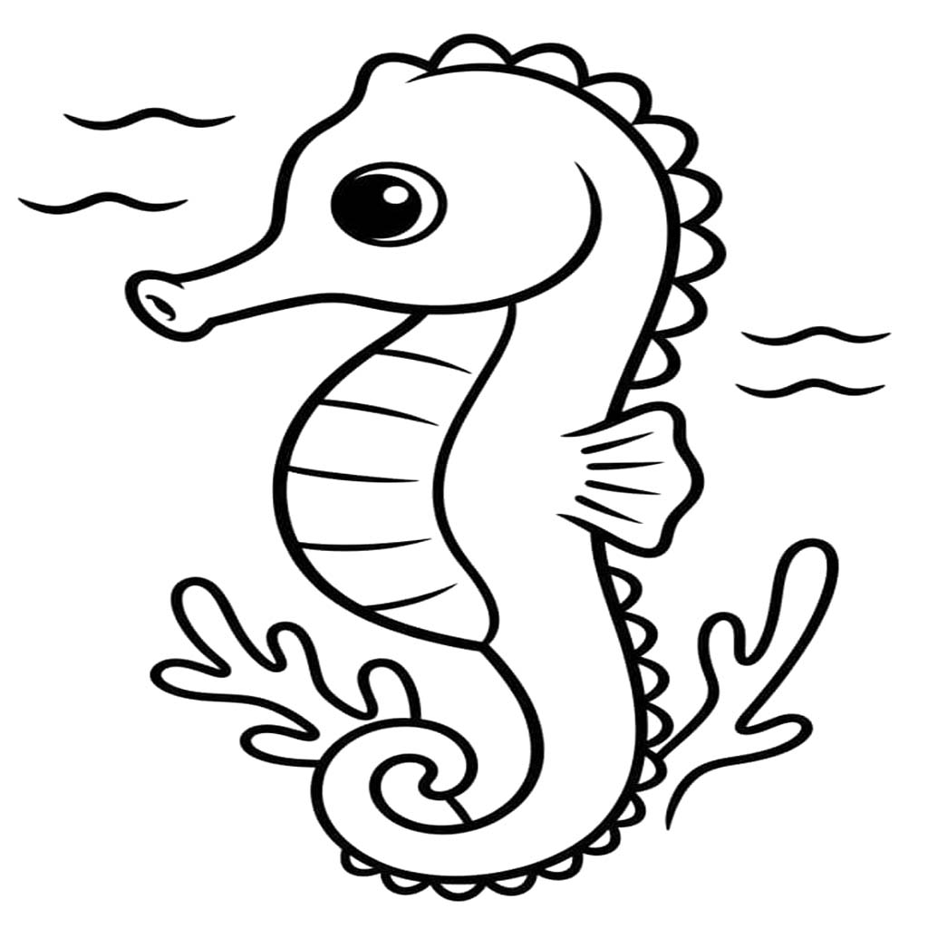 Tekenen Zeepaardjes gratis afdrukbaar basis