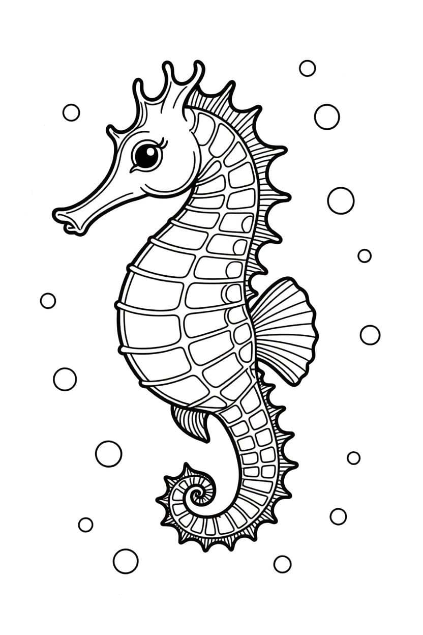 Tekenen Zeepaardjes gratis eenvoudig