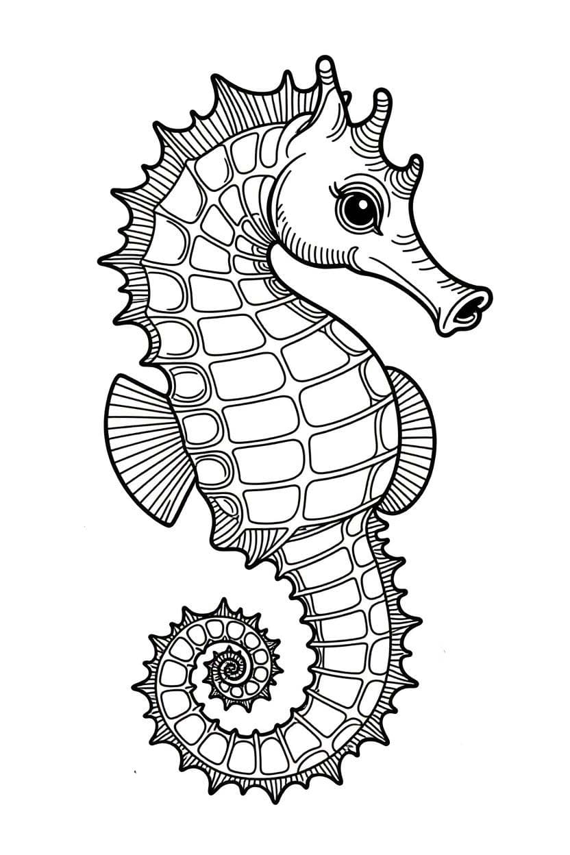 Tekenen Zeepaardjes gratis simpel