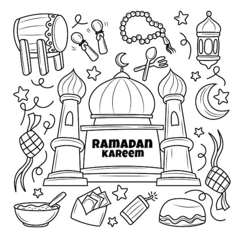 Tekening Ramadan gratis afdrukbaar eenvoudig