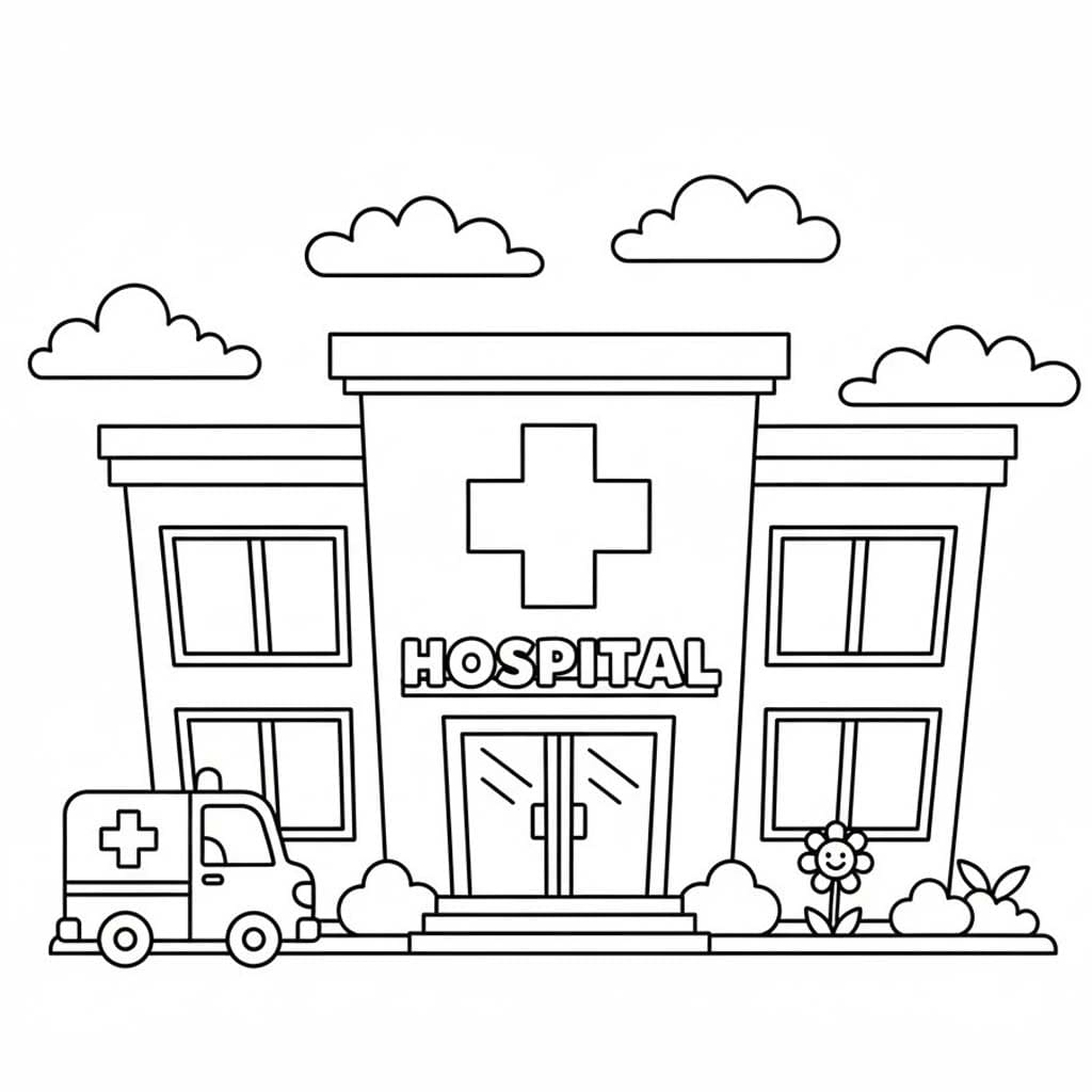 Tekening Ziekenhuis afdrukbaar simpel