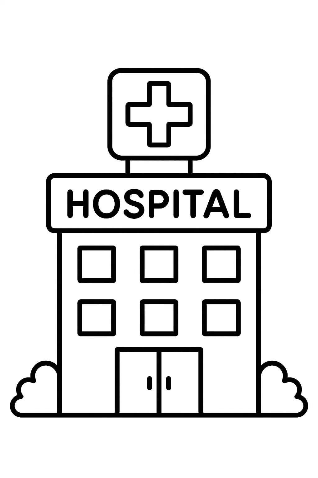 Tekening Ziekenhuis gratis afdrukbaar basis