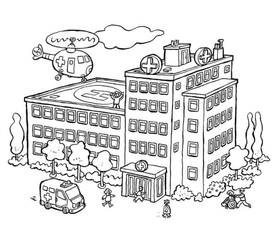 Tekening Ziekenhuis gratis voor kinderen