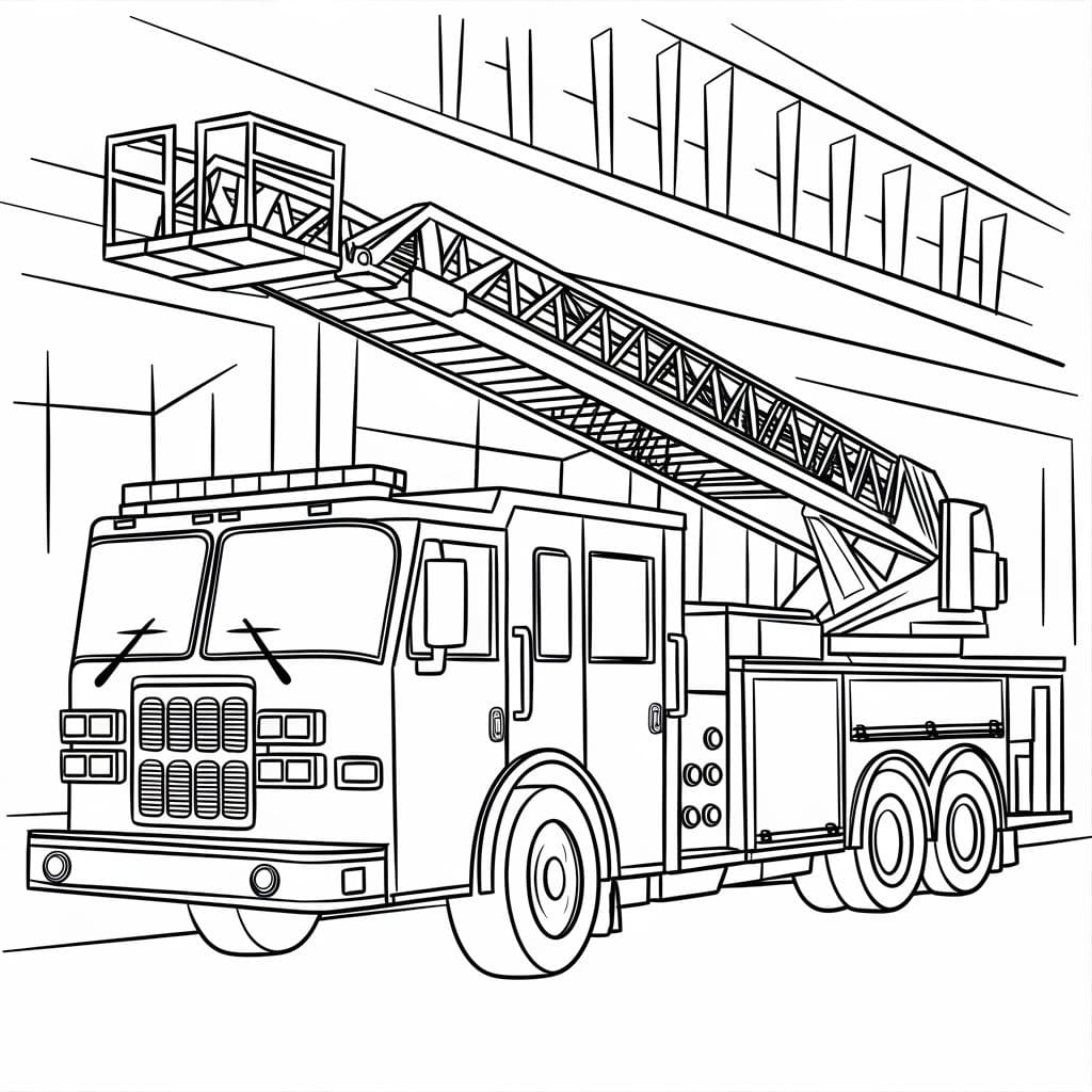 Afbeelding Brandweerwagen gratis afdrukbaar