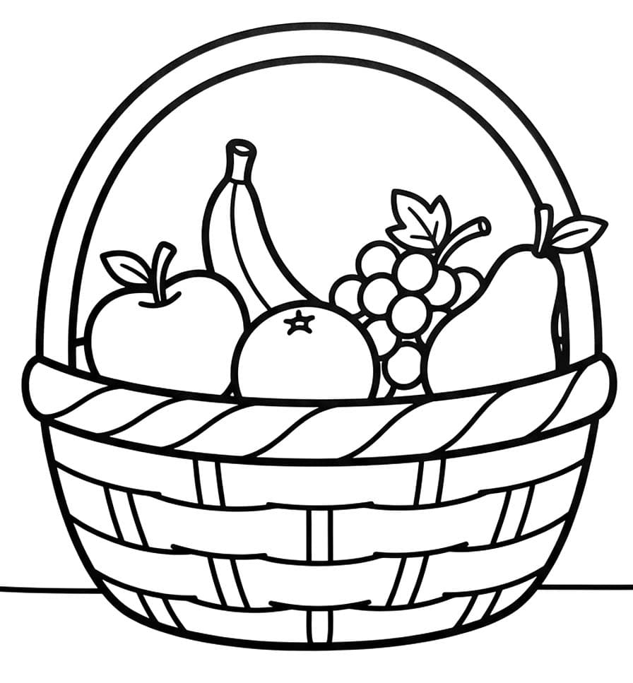 Fruitmand gratis afdrukbaar simpel