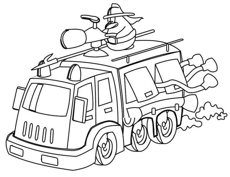 Tekenen Brandweerwagen afdrukbaar eenvoudig
