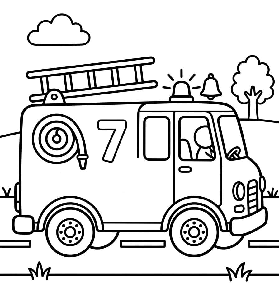 Tekenen Brandweerwagen afdrukbaar