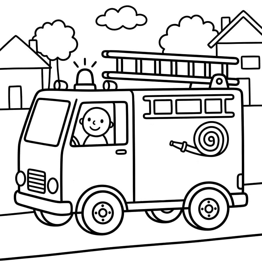 Tekenen Brandweerwagen afdrukbaar voor kinderen