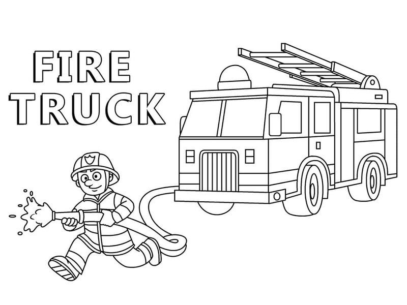 Tekenen Brandweerwagen gratis afdrukbaar eenvoudig