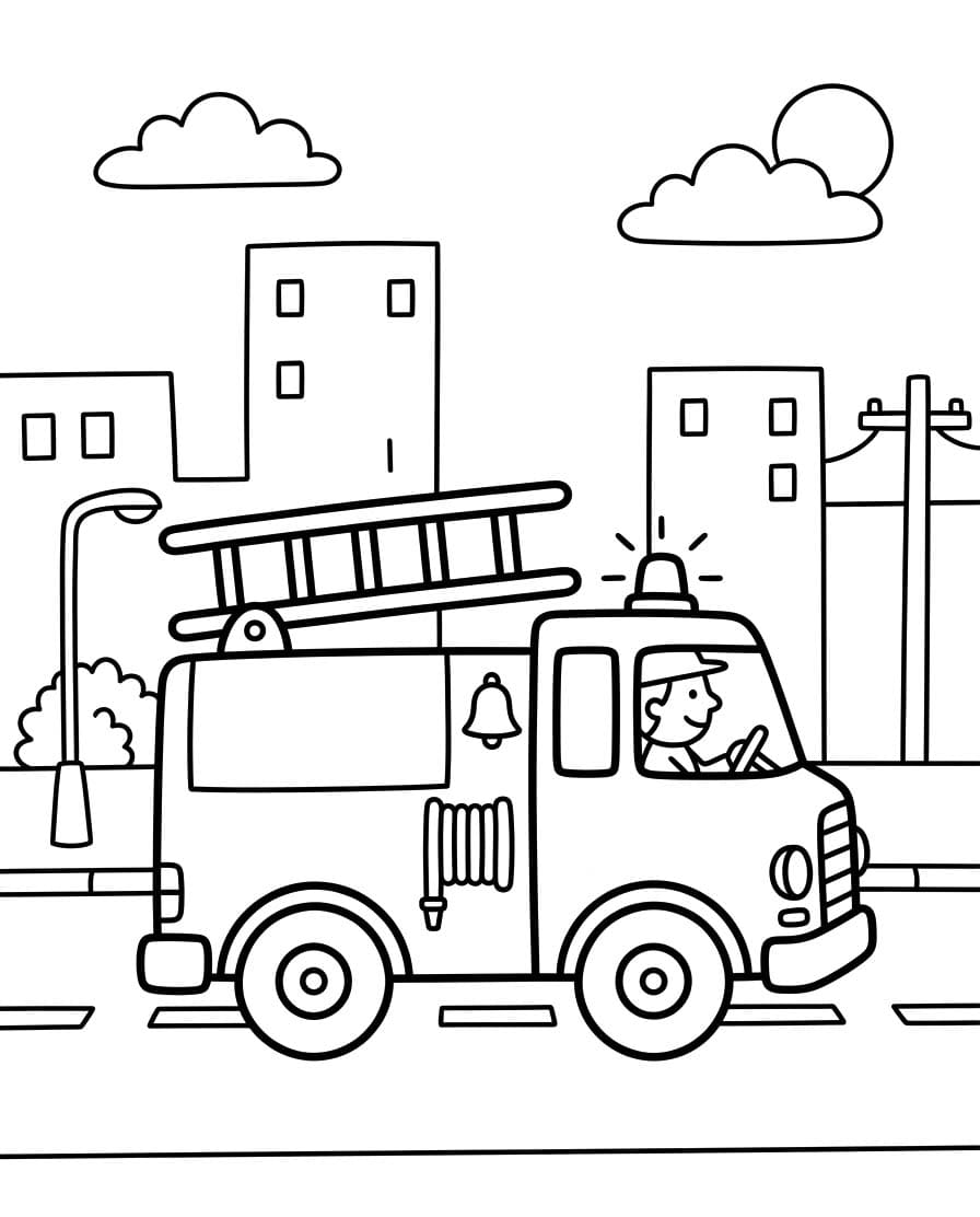 Tekenen Brandweerwagen gratis voor kinderen