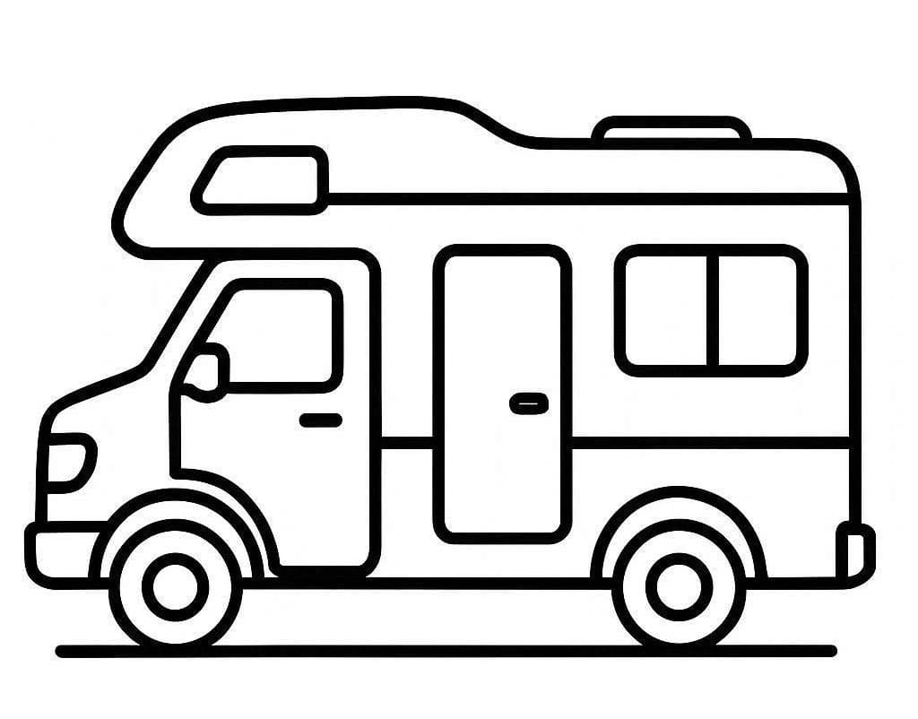 Tekenen Camper afdrukbaar simpel